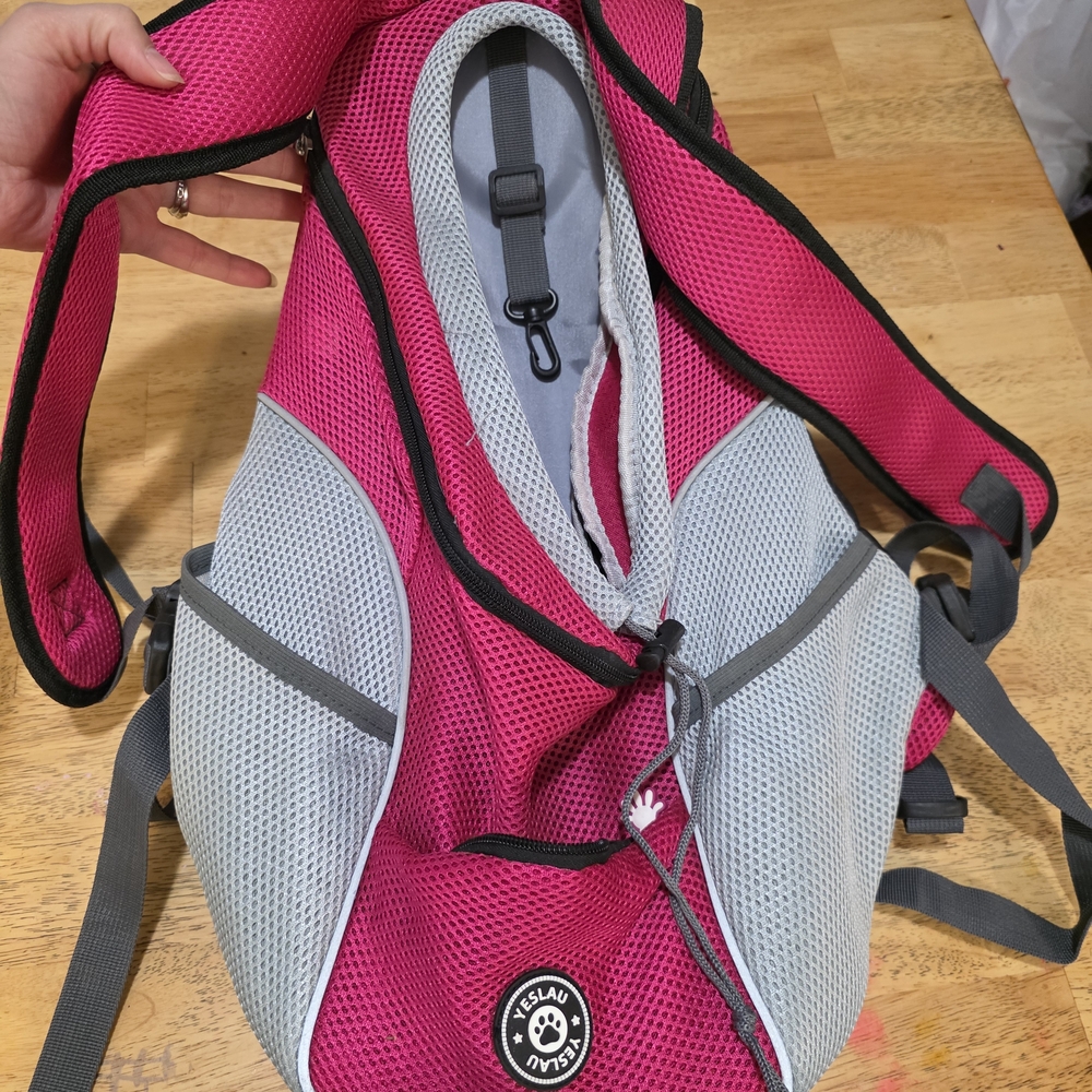 Pink and Gray Doggie Backpack